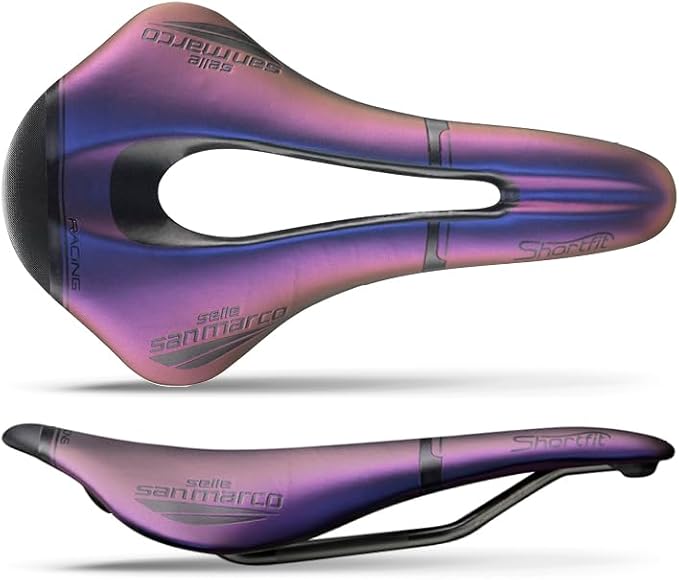 Selle San Marco Shortfit Racing Iridescent Saddle & Bar Tape Blingtastic Bundle