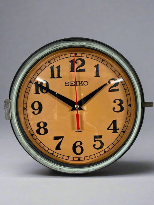 Seiko Salvaged Ships Cabin Clock Original Paint Green (Cream Face)