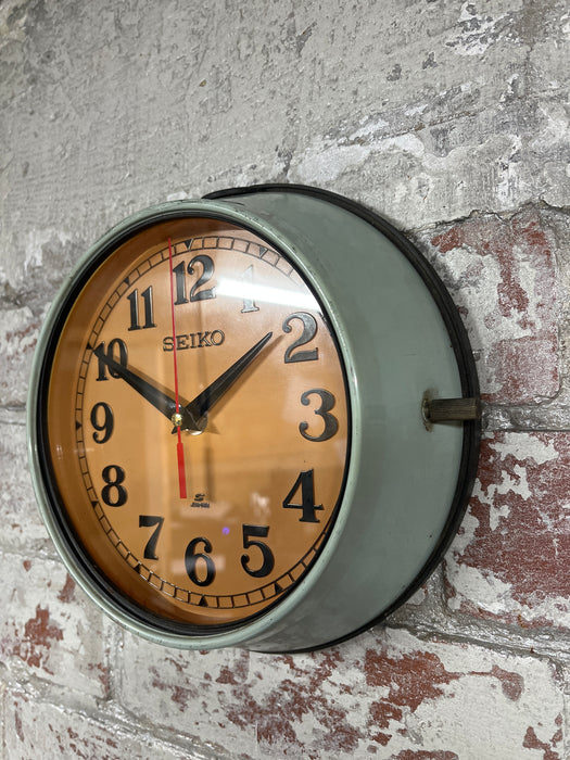 Seiko Salvaged Ships Cabin Clock Original Paint Green (Cream Face)