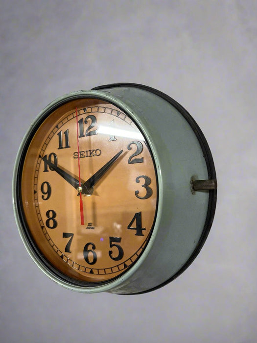 Seiko Salvaged Ships Cabin Clock Original Paint Green (Cream Face)