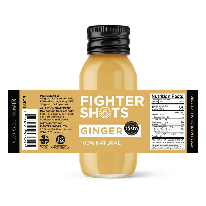 Fighter Shots Ginger 27g Organic Cold Pressed Ginger in Every Bottle