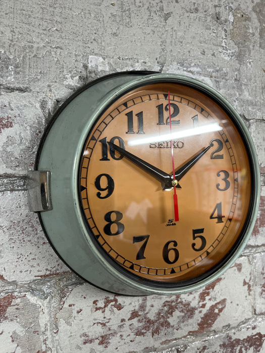 Seiko Salvaged Ships Cabin Clock Original Paint Green (Cream Face)