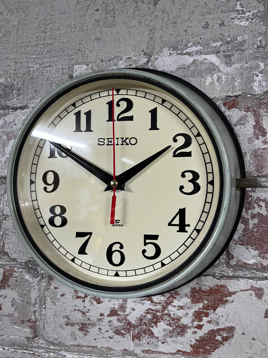 Seiko Salvaged Ships Cabin Clock Original Paint Green (White Face)