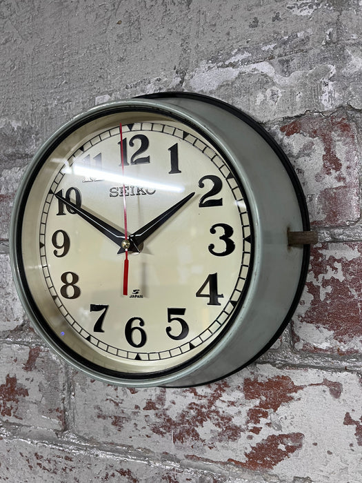 Seiko Salvaged Ships Cabin Clock Original Paint Green (White Face)