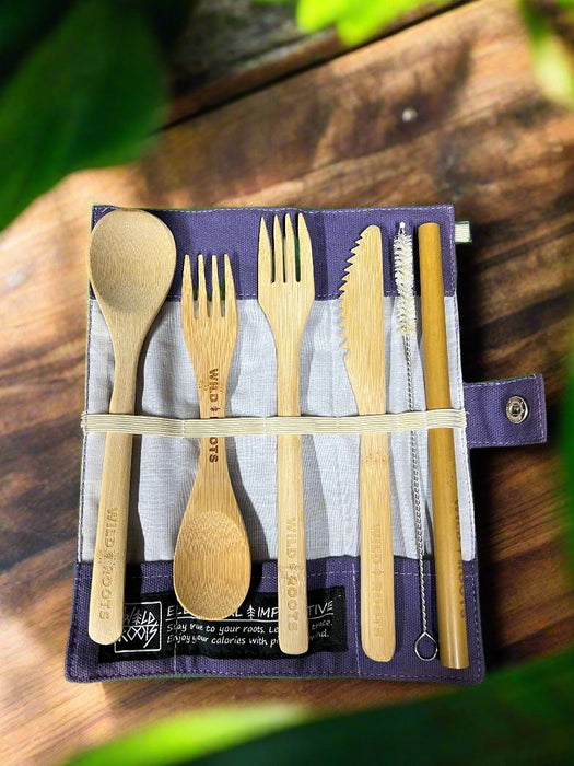 Wild Roots Natural Bamboo Cutlery Set - Purple