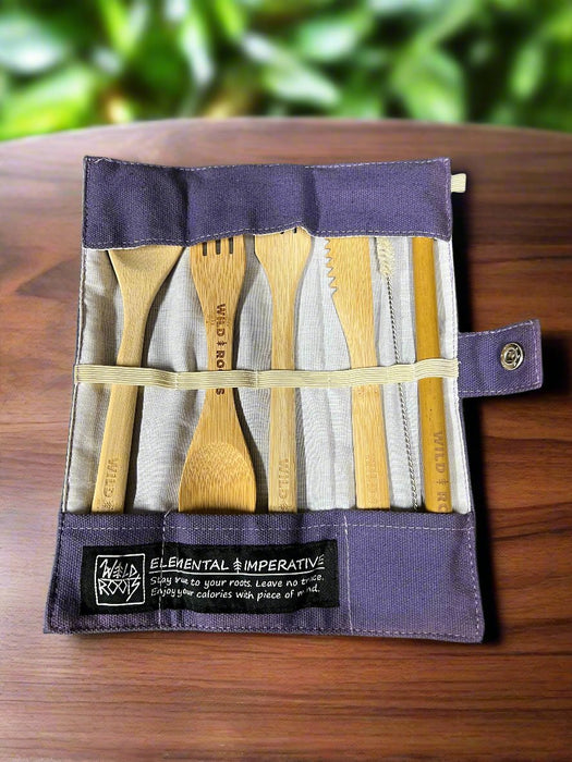 Wild Roots Natural Bamboo Cutlery Set - Purple