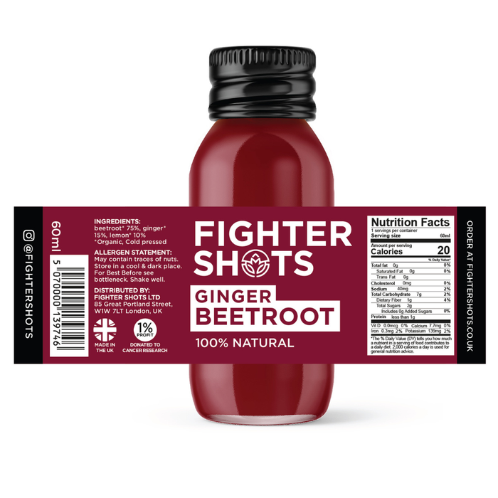 Fighter Shots 100% Vegan Ginger + Beetroot, 60ml