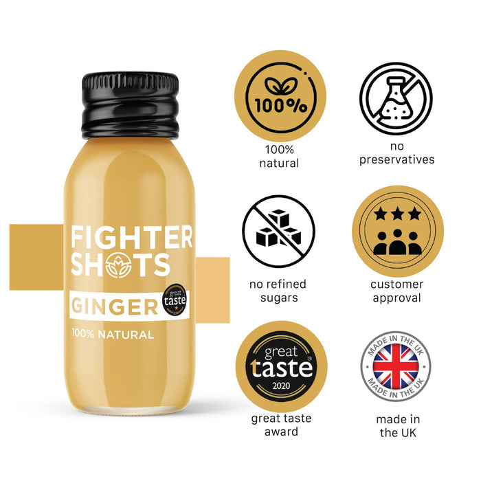 Fighter Shots Ginger 27g Organic Cold Pressed Ginger in Every Bottle